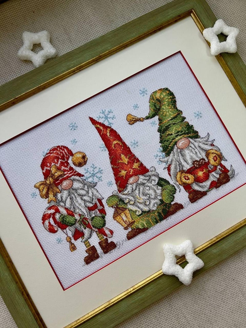 Riolis - Jolly Gnomes 2234, Christmas Cross Stitch Kits 11¾"x8¼, Cross Stitch Kits for Beginners & Advanced, Cross Stitching for Adults, Counted Kits, Embroidery Kit Christmas - Image 5